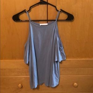 Off the shoulder light blue top